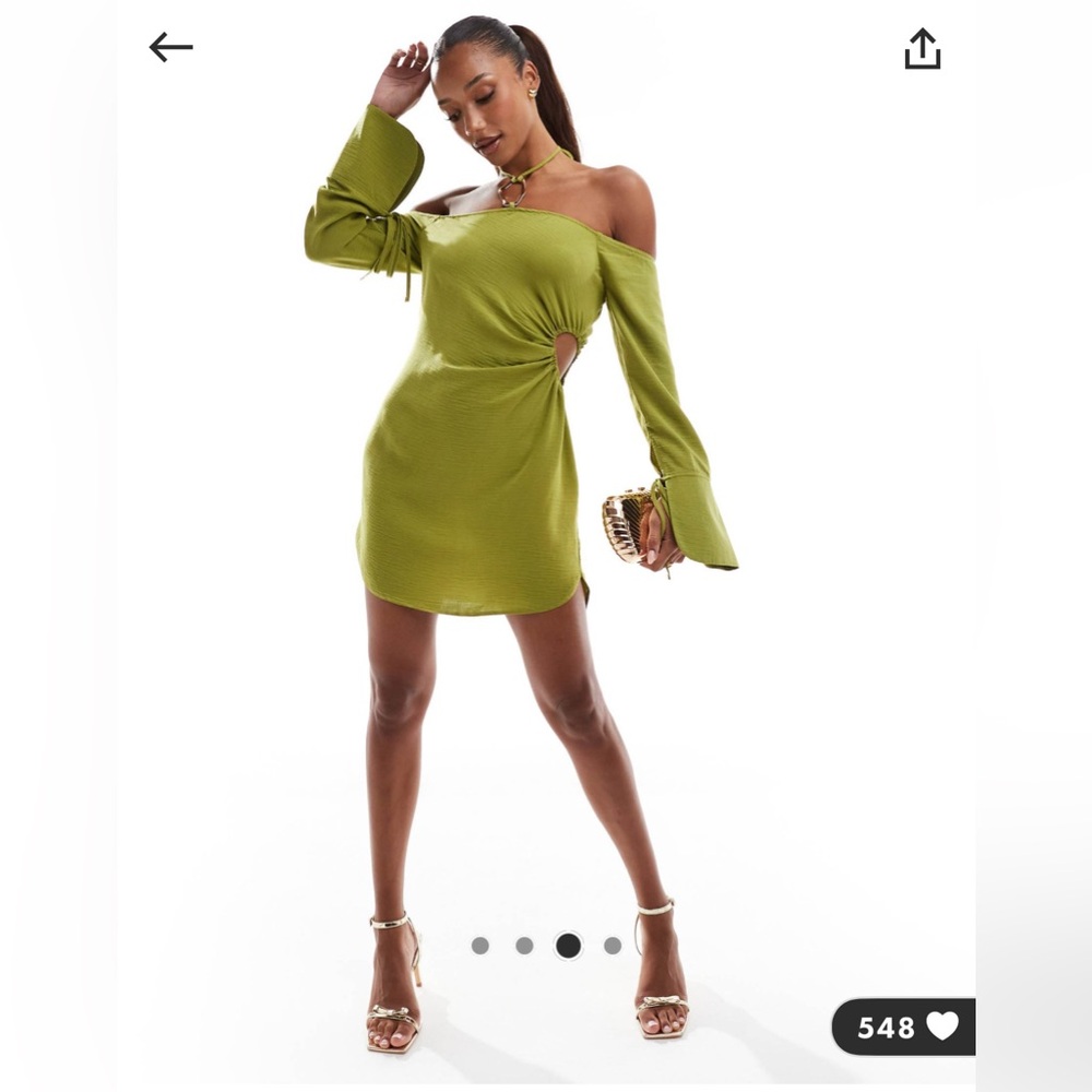 Stunning off shoulder halter neck mini dress